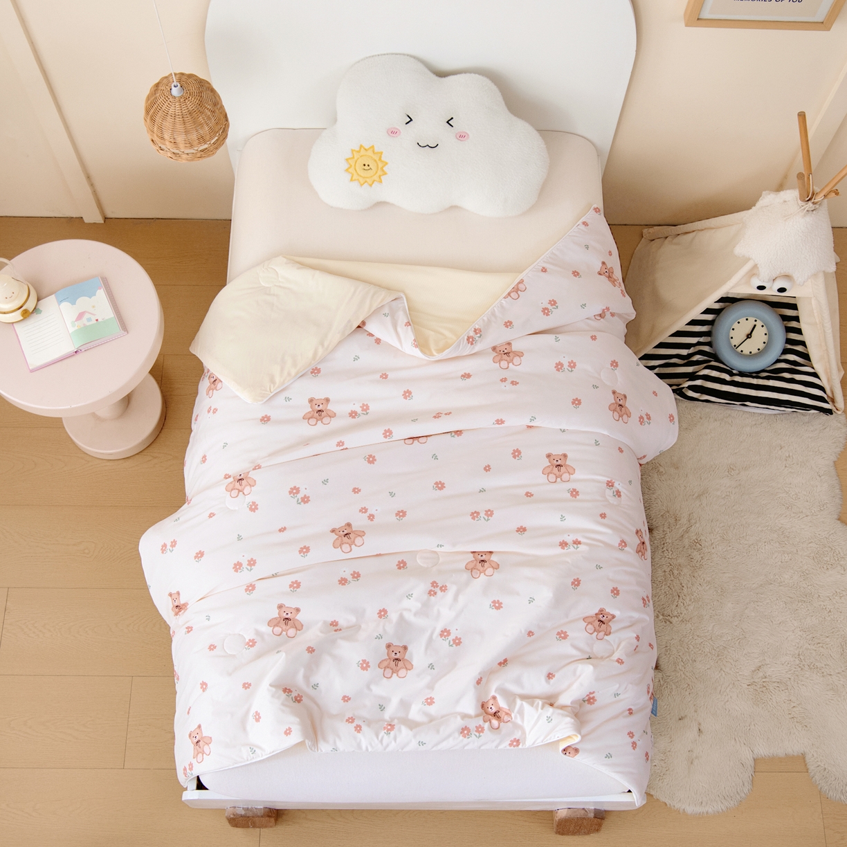 91家纺网 家纺一手货源 找家纺 御棉坊 御棉坊2026圆网A类凉感幼儿园夏凉被宝宝午睡薄被子儿童空调被夏被 春日小熊