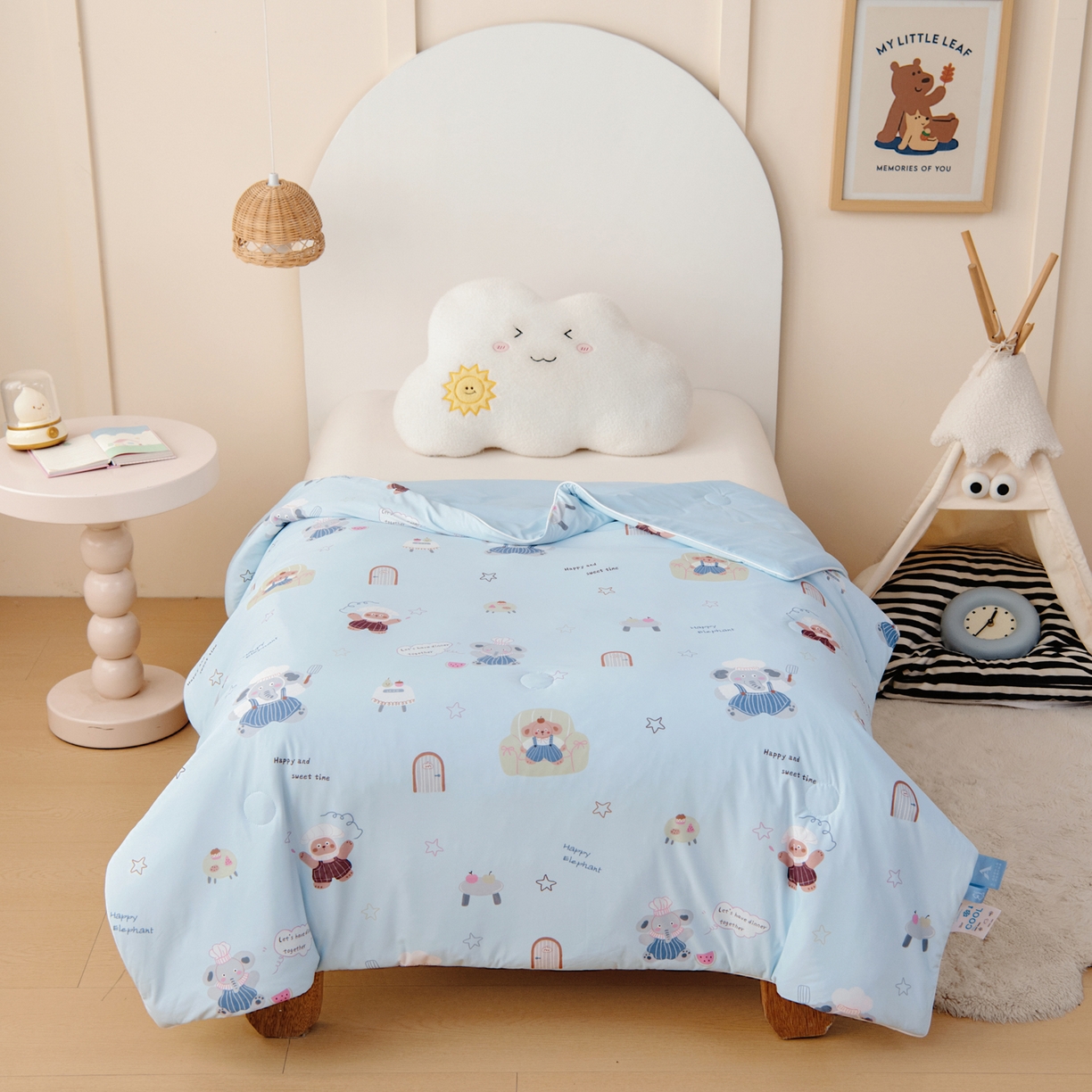 91家纺网 家纺一手货源 找家纺 御棉坊 御棉坊2026圆网A类凉感幼儿园夏凉被宝宝午睡薄被子儿童空调被夏被 小象蛋糕坊