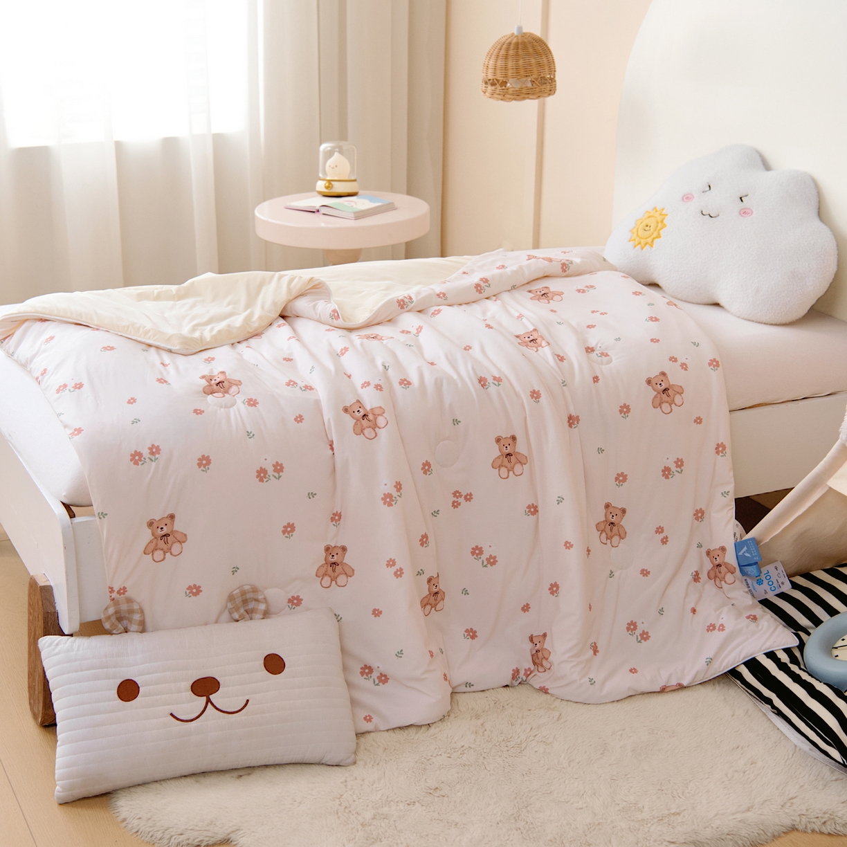 91家纺网 家纺一手货源 找家纺 御棉坊 御棉坊2026圆网A类凉感幼儿园夏凉被宝宝午睡薄被子儿童空调被夏被 春日小熊