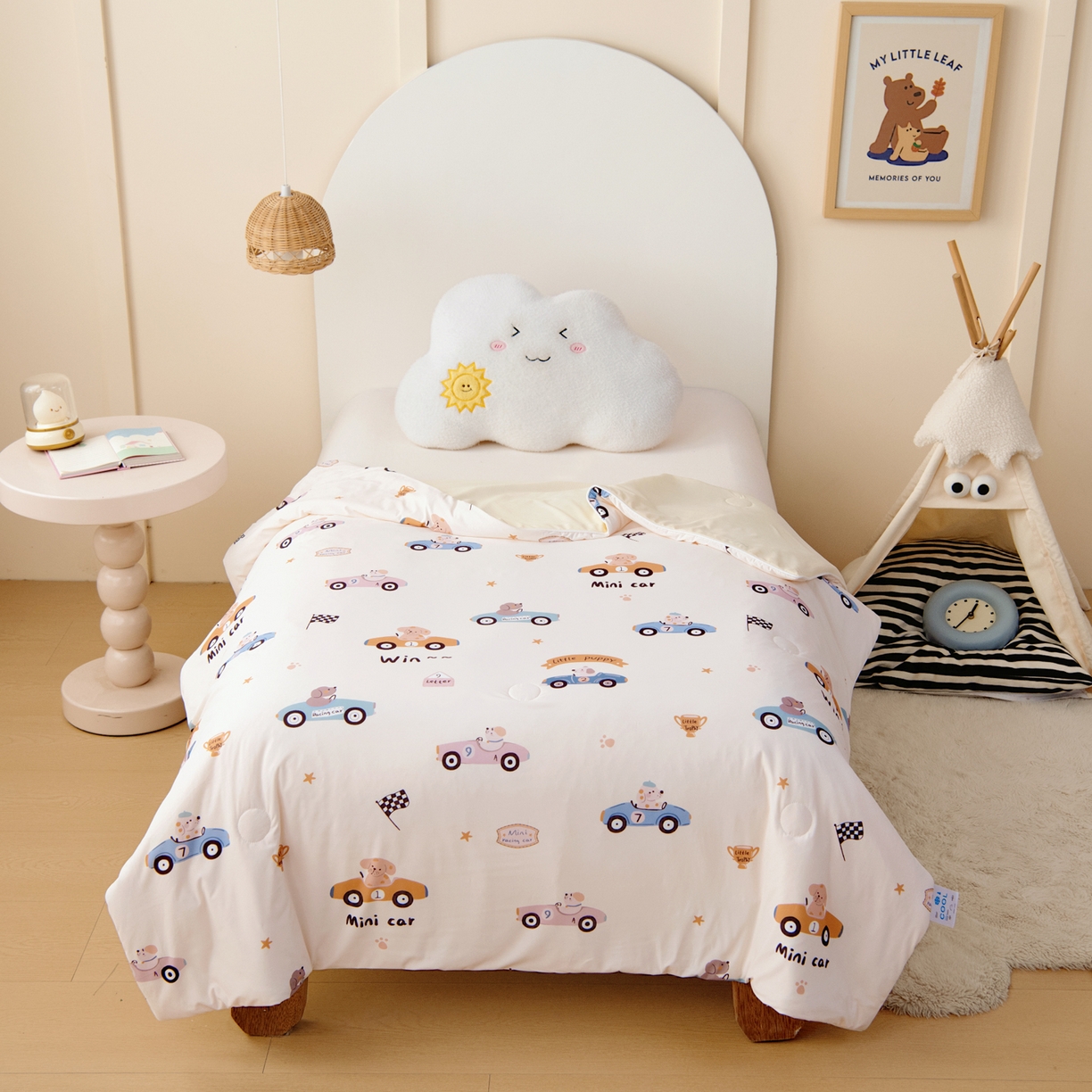 91家纺网 家纺一手货源 找家纺 御棉坊 御棉坊2026圆网A类凉感幼儿园夏凉被宝宝午睡薄被子儿童空调被夏被 波比赛车-米