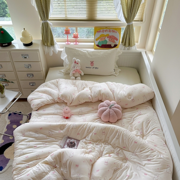 91家纺网 家纺一手货源 找家纺 暖生活 2026新款婴儿级牛奶针织棉大豆四季被冬被春秋被被子被芯小兔兔