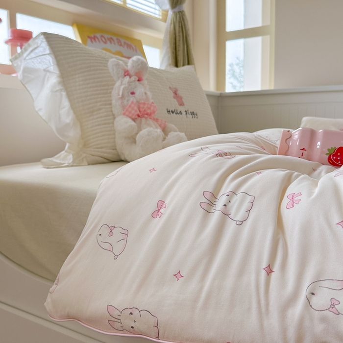 91家纺网 家纺一手货源 找家纺 暖生活 2026新款婴儿级牛奶针织棉大豆四季被冬被春秋被被子被芯小兔兔