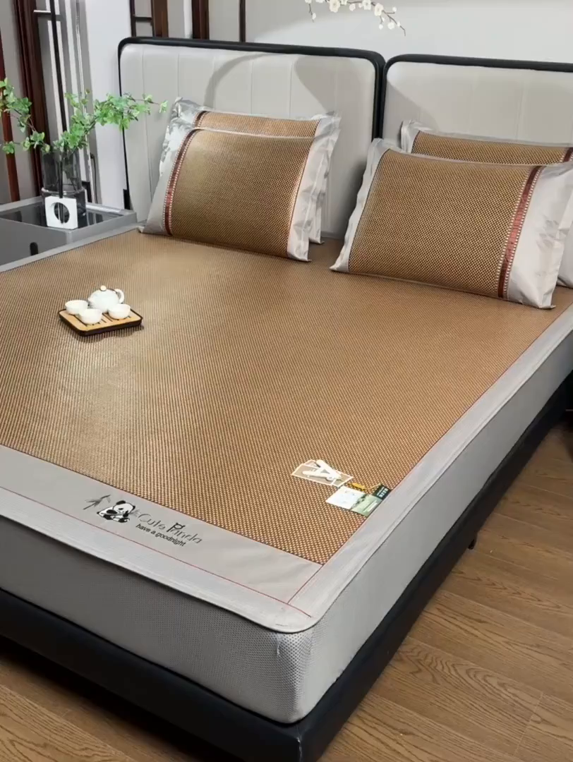 91家纺网 家纺一手货源 找家纺 （总）小牛席业 2026新款加厚款-经典熊猫冰藤席（床笠款）凉席藤席冰藤席竹席空调席草席冰丝席豆豆席乳胶席三件套