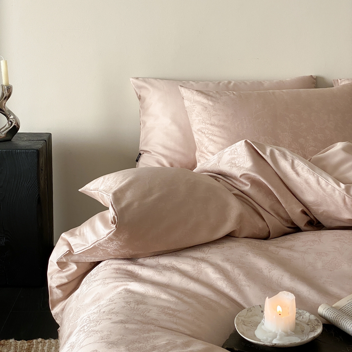 91家纺网 家纺一手货源 找家纺 玉宇阁家居 2026新款50支双股全棉纯棉贡缎大提花四件套 自然之息-裸