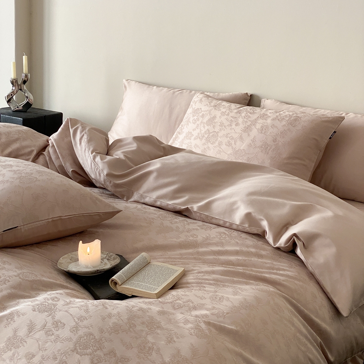 91家纺网 家纺一手货源 找家纺 玉宇阁家居 2026新款50支双股全棉纯棉贡缎大提花四件套 自然之息-裸