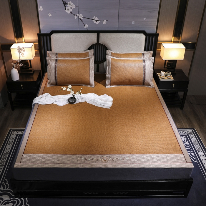 91家纺网 家纺一手货源 找家纺 （总）小牛席业 2026新款绣花古藤凉席【双面席】凉席藤席冰藤席竹席空调席草席冰丝席豆豆席乳胶席三件套