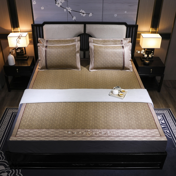 小牛席业 2026新款绣花古藤凉席【双面席】凉席藤席冰藤席竹席空调席草席冰丝席豆豆席乳胶席三件套 古韵藤席双面席