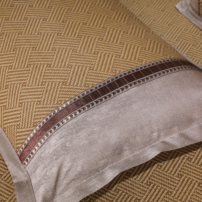 91家纺网 家纺一手货源 找家纺 小牛席业 2026新款绣花古藤凉席【双面席】凉席藤席冰藤席竹席空调席草席冰丝席豆豆席乳胶席三件套 夏日摩卡双面席