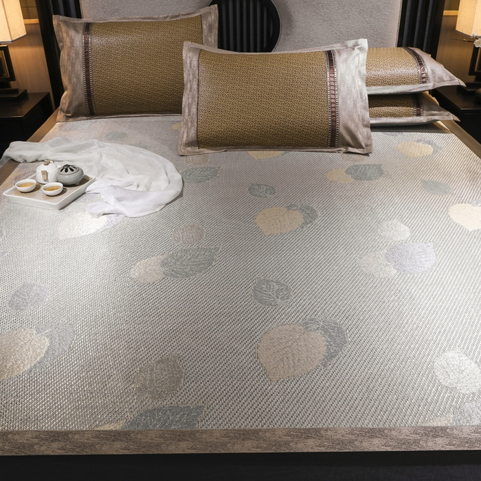 91家纺网 家纺一手货源 找家纺 小牛席业 2026新款绣花古藤凉席【双面席】凉席藤席冰藤席竹席空调席草席冰丝席豆豆席乳胶席三件套 黄古藤席双面席