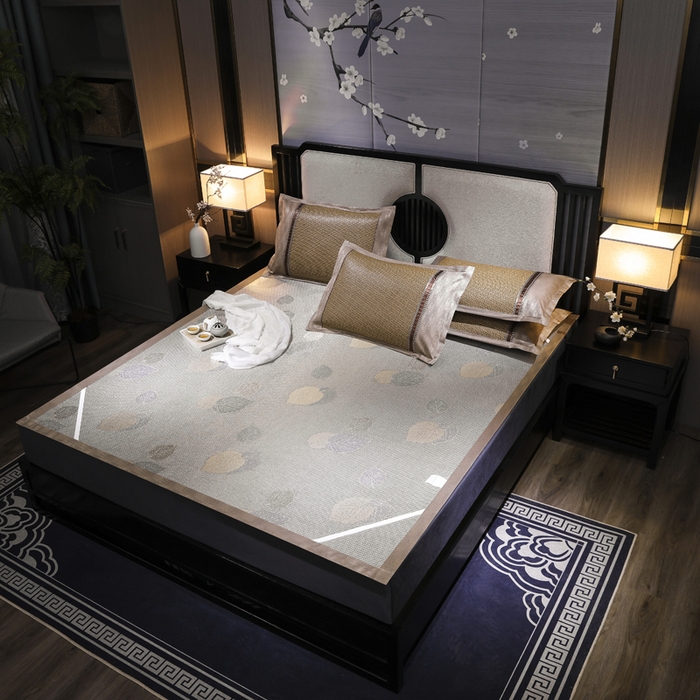 91家纺网 家纺一手货源 找家纺 小牛席业 2026新款绣花古藤凉席【双面席】凉席藤席冰藤席竹席空调席草席冰丝席豆豆席乳胶席三件套 黄古藤席双面席