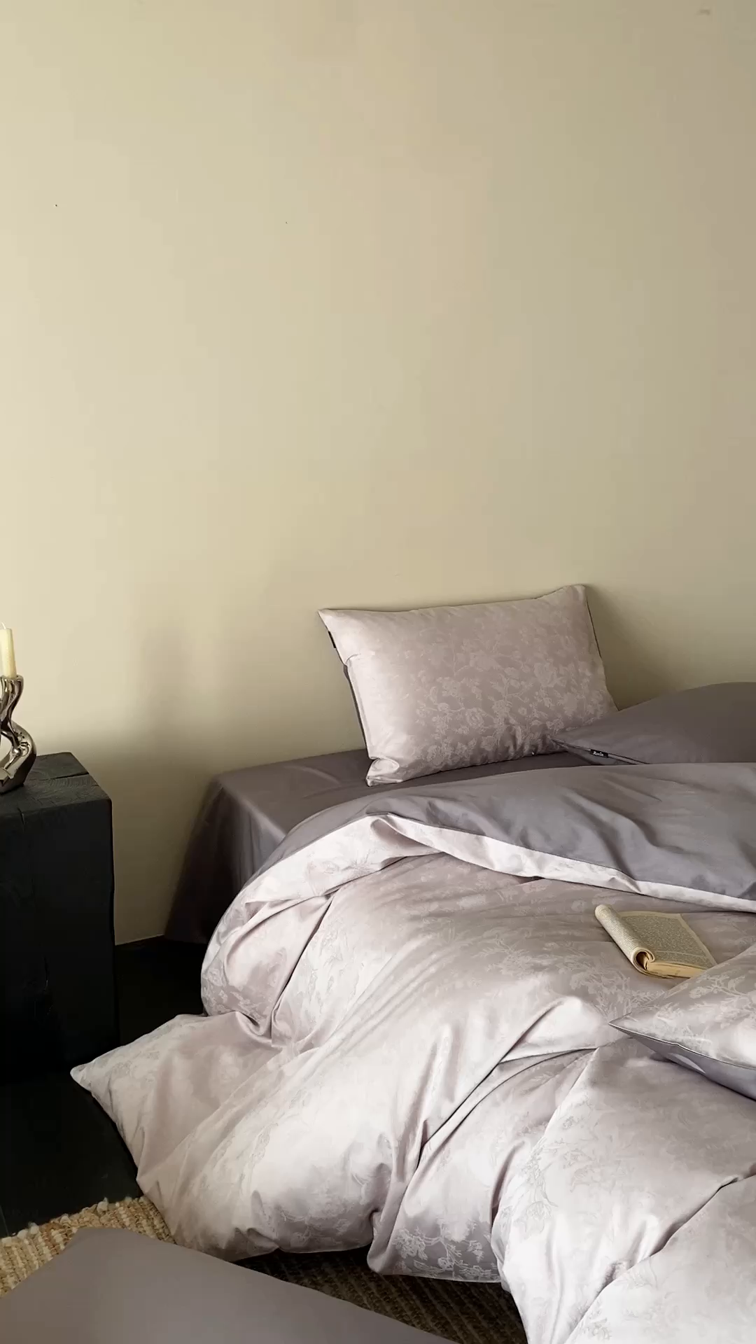 91家纺网 家纺一手货源 找家纺 玉宇阁家居 2026新款50支双股全棉纯棉贡缎大提花四件套 自然之息-雾霭