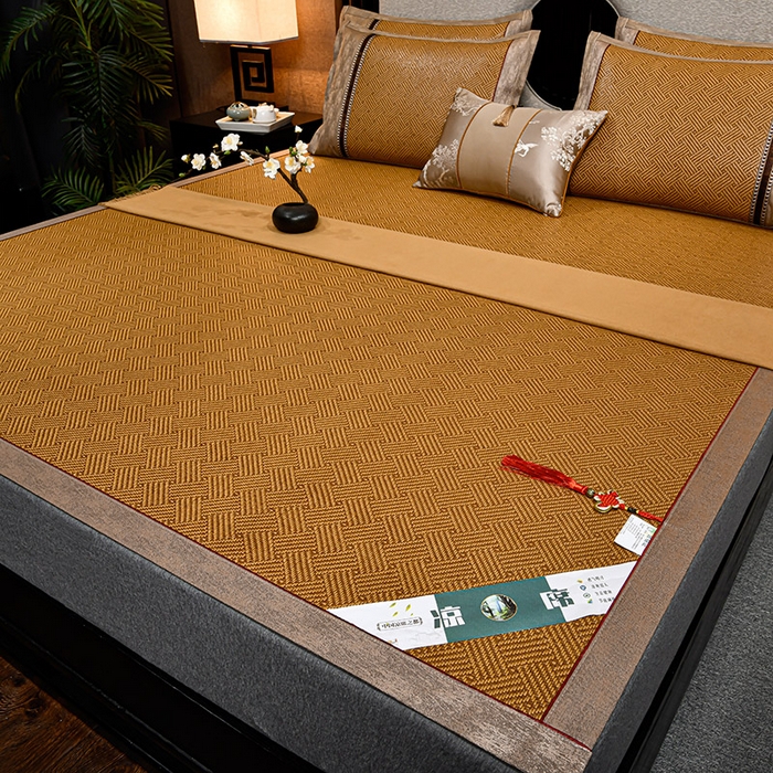 91家纺网 家纺一手货源 找家纺 小牛席业 2026新款雪山古藤-双面席系列凉席藤席冰藤双面席冰丝席竹席凉席空调席草席三件套 雪山古藤-夏日摩卡双面席