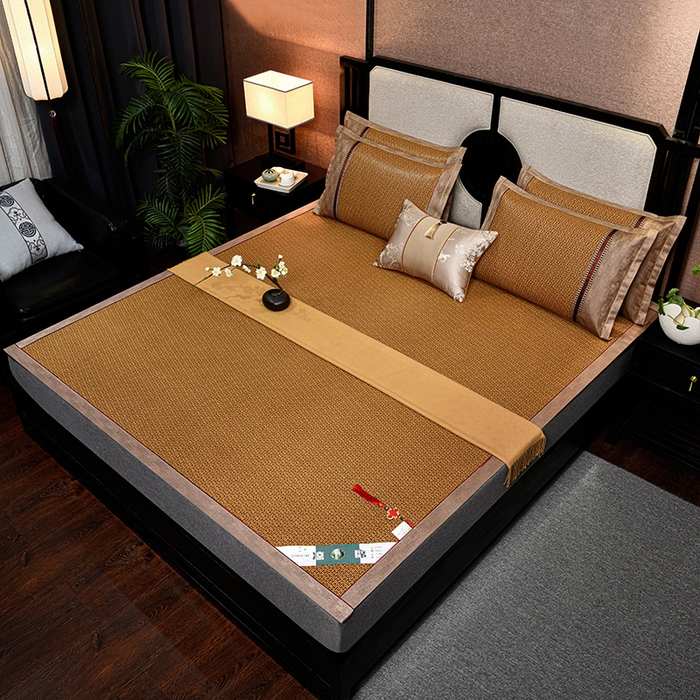 91家纺网 家纺一手货源 找家纺 小牛席业 2026新款雪山古藤-双面席系列凉席藤席冰藤双面席冰丝席竹席凉席空调席草席三件套 雪山古藤-黄古藤双面席