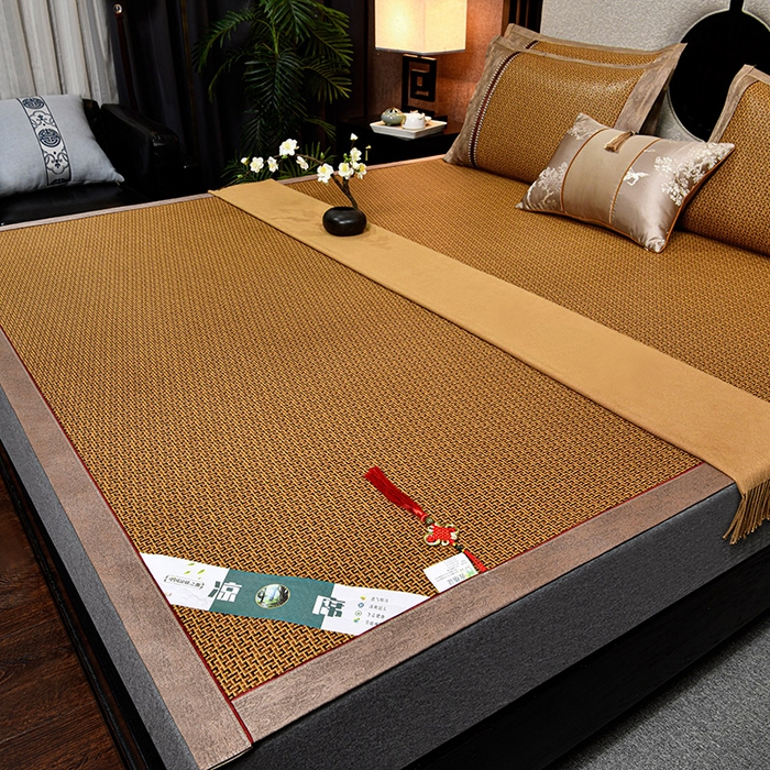 91家纺网 家纺一手货源 找家纺 小牛席业 2026新款雪山古藤-双面席系列凉席藤席冰藤双面席冰丝席竹席凉席空调席草席三件套 雪山古藤-黄古藤双面席