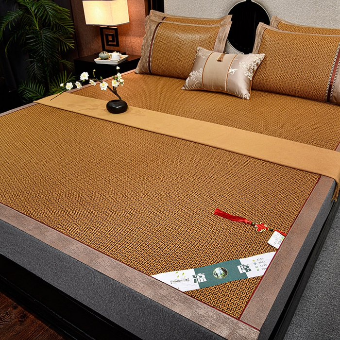 小牛席业 2026新款雪山古藤-双面席系列凉席藤席冰藤双面席冰丝席竹席凉席空调席草席三件套 雪山古藤-黄古藤双面席