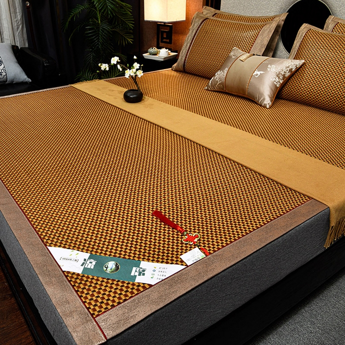 小牛席业 2026新款雪山古藤-双面席系列凉席藤席冰藤双面席冰丝席竹席凉席空调席草席三件套 雪山古藤-红玉藤双面席