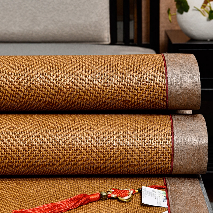 91家纺网 家纺一手货源 找家纺 小牛席业 2026新款雪山古藤-双面席系列凉席藤席冰藤双面席冰丝席竹席凉席空调席草席三件套 雪山古藤-夏日摩卡双面席