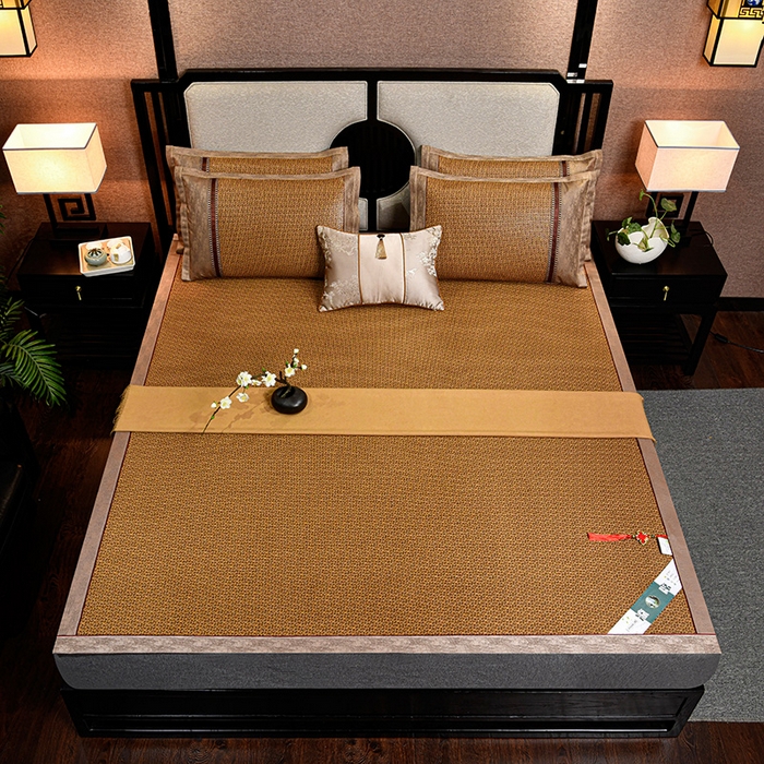 91家纺网 家纺一手货源 找家纺 小牛席业 2026新款雪山古藤-双面席系列凉席藤席冰藤双面席冰丝席竹席凉席空调席草席三件套 雪山古藤-黄古藤双面席