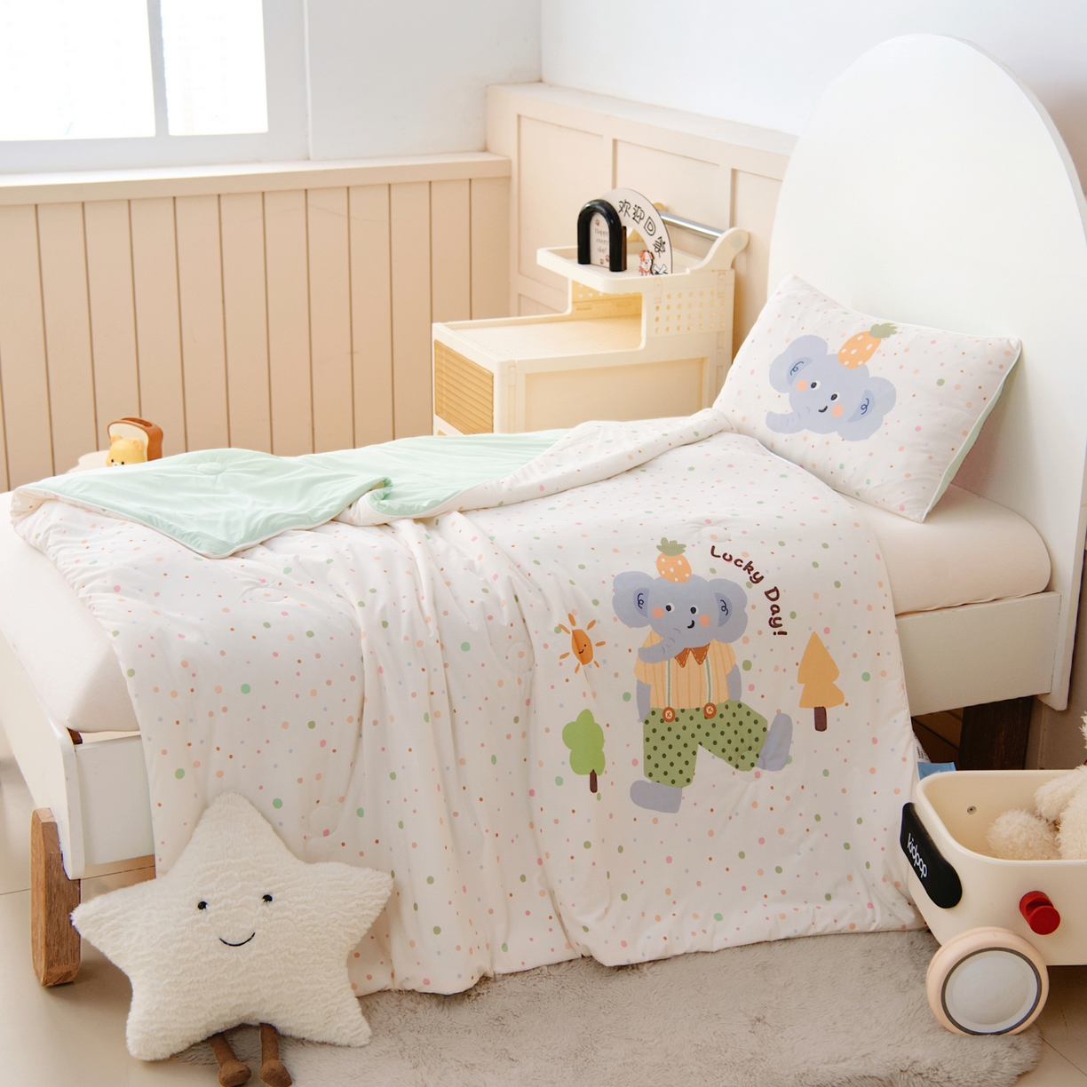 91家纺网 家纺一手货源 找家纺 御棉坊 御棉坊2026清爽A类凉感幼儿园夏凉被宝宝午睡薄被子儿童空调被夏被 阳光小象