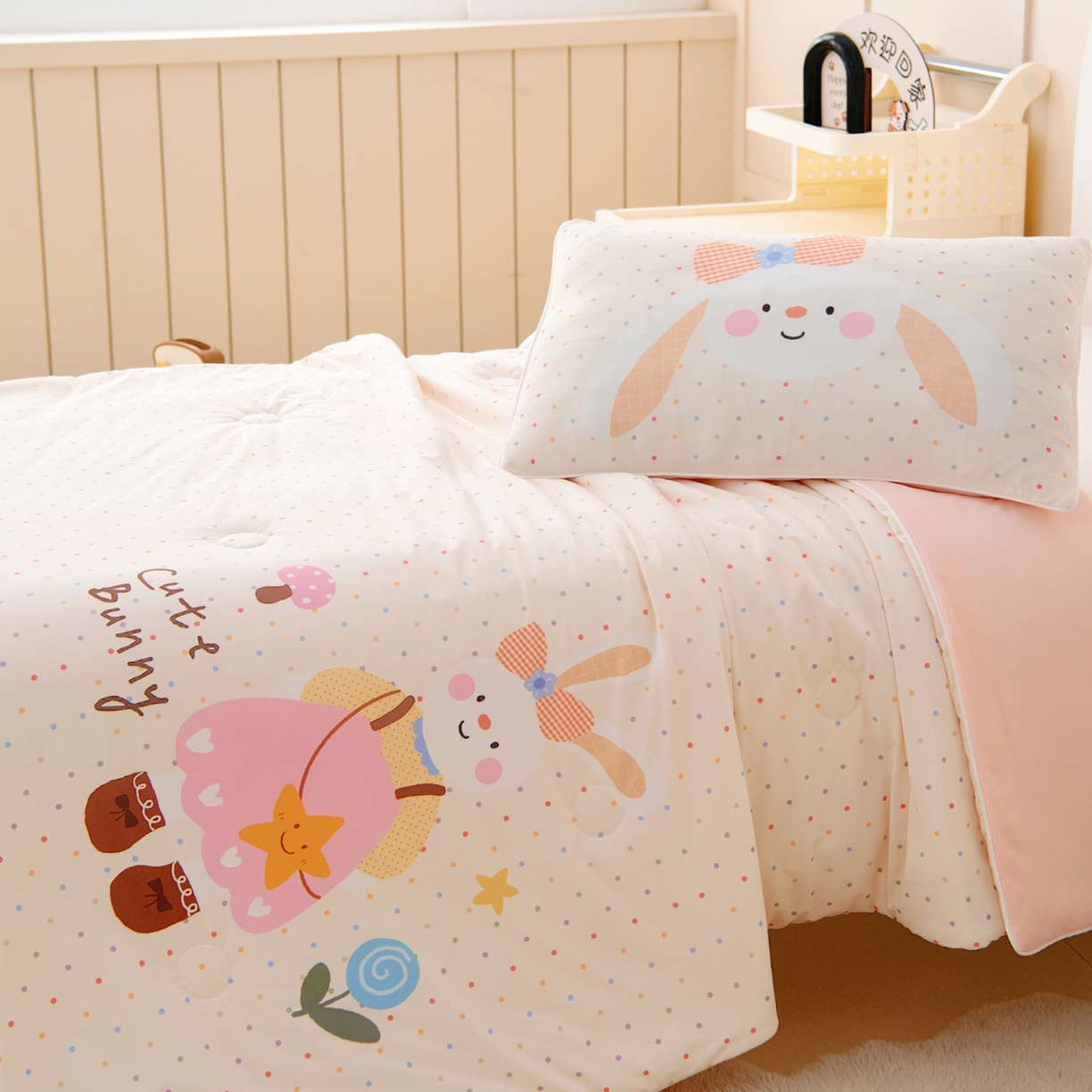 91家纺网 家纺一手货源 找家纺 御棉坊 御棉坊2026清爽A类凉感幼儿园夏凉被宝宝午睡薄被子儿童空调被夏被 小兔姑娘