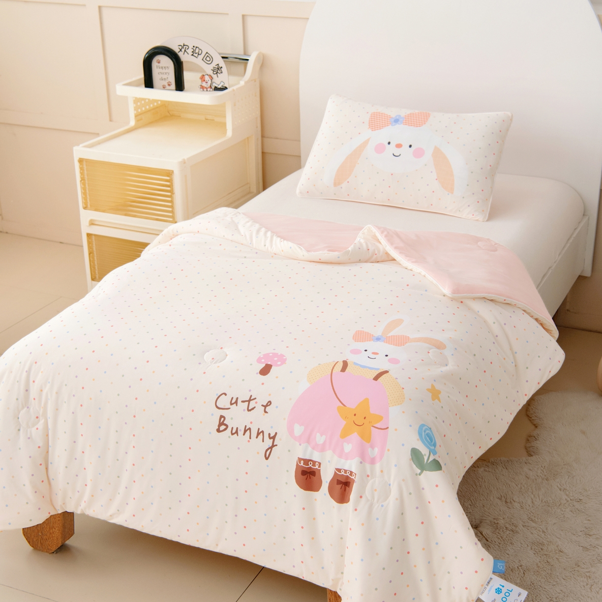 91家纺网 家纺一手货源 找家纺 御棉坊 御棉坊2026清爽A类凉感幼儿园夏凉被宝宝午睡薄被子儿童空调被夏被 小兔姑娘