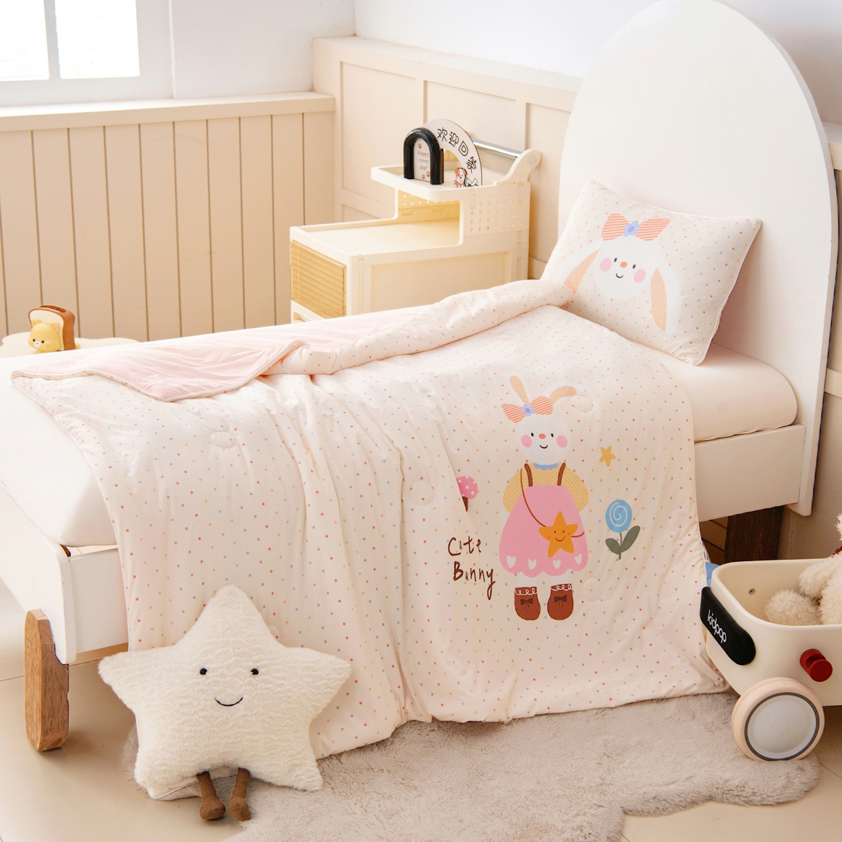 91家纺网 家纺一手货源 找家纺 御棉坊 御棉坊2026清爽A类凉感幼儿园夏凉被宝宝午睡薄被子儿童空调被夏被 小兔姑娘