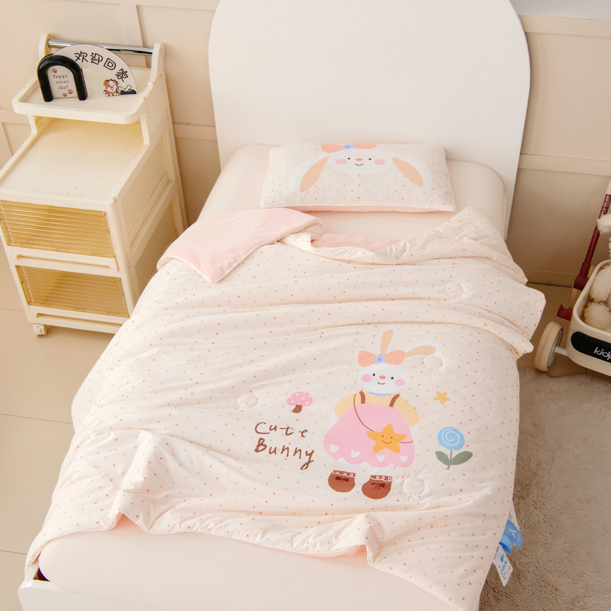 91家纺网 家纺一手货源 找家纺 御棉坊 御棉坊2026清爽A类凉感幼儿园夏凉被宝宝午睡薄被子儿童空调被夏被 小兔姑娘