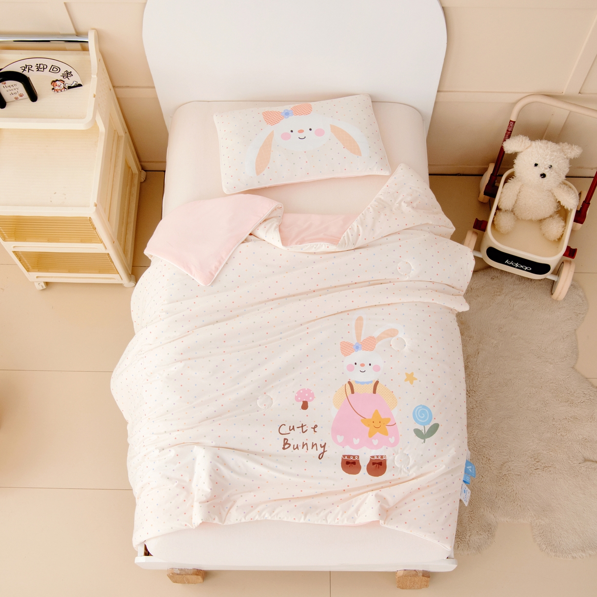 91家纺网 家纺一手货源 找家纺 御棉坊 御棉坊2026清爽A类凉感幼儿园夏凉被宝宝午睡薄被子儿童空调被夏被 小兔姑娘