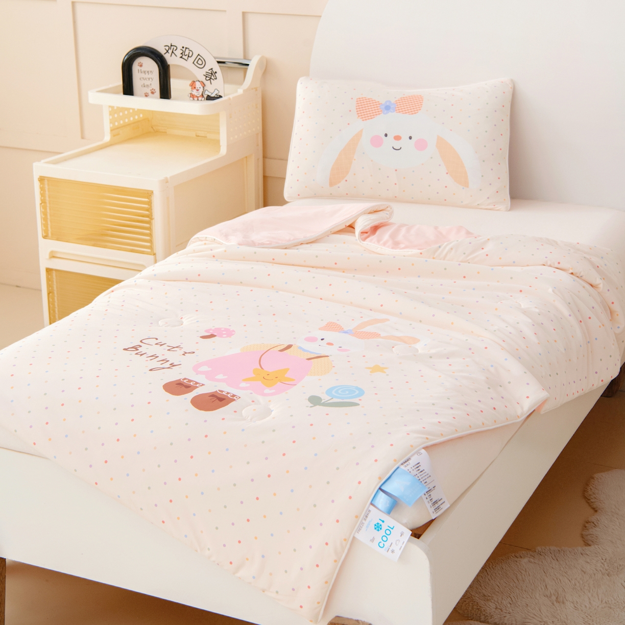 91家纺网 家纺一手货源 找家纺 御棉坊 御棉坊2026清爽A类凉感幼儿园夏凉被宝宝午睡薄被子儿童空调被夏被 小兔姑娘