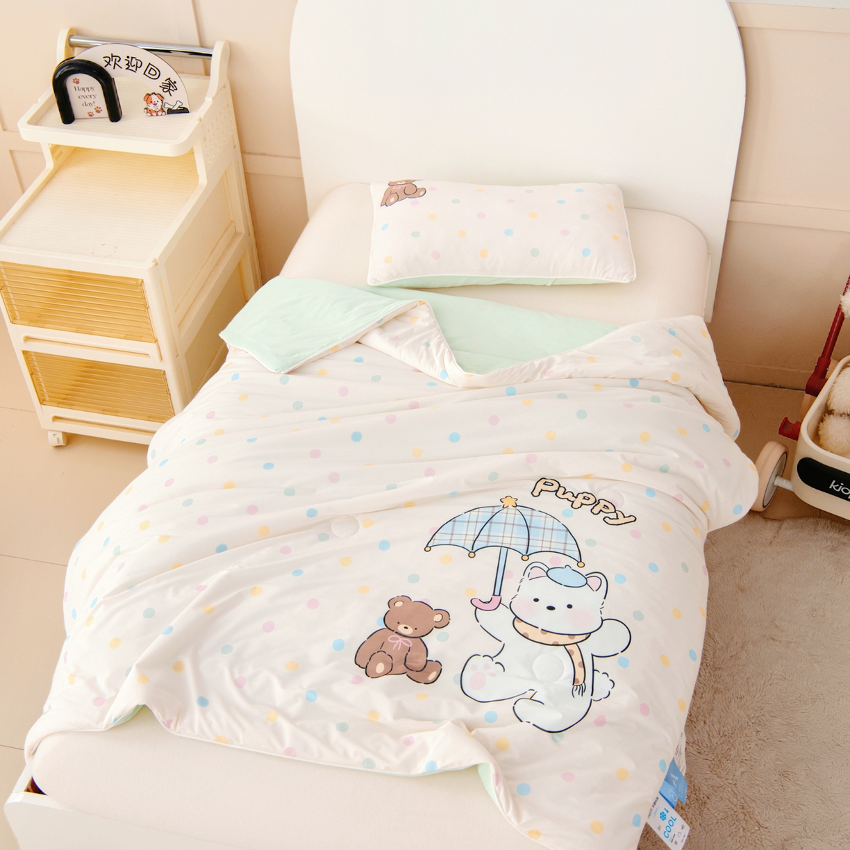 91家纺网 家纺一手货源 找家纺 御棉坊 御棉坊2026清爽A类凉感幼儿园夏凉被宝宝午睡薄被子儿童空调被夏被 找朋友