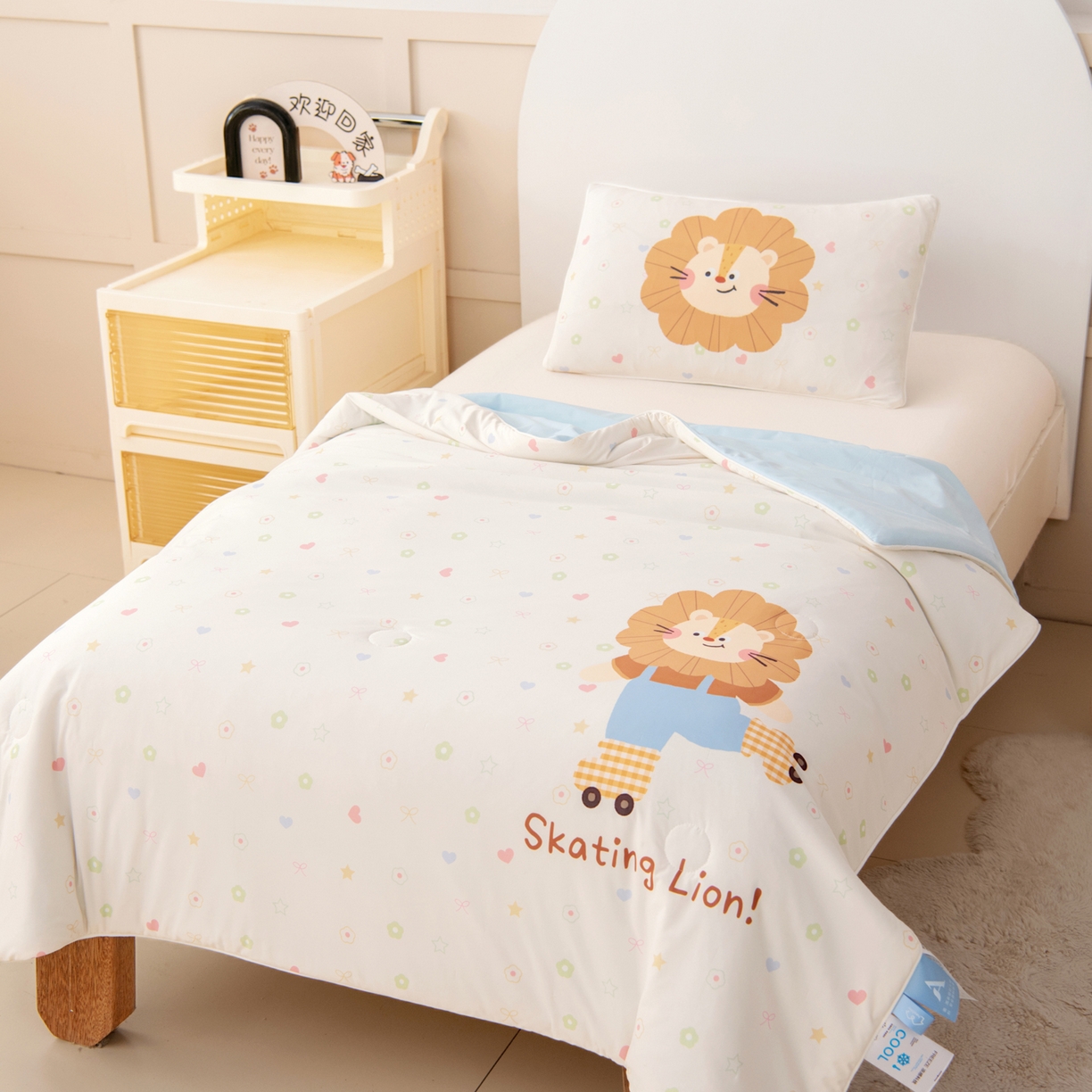 91家纺网 家纺一手货源 找家纺 御棉坊 御棉坊2026清爽A类凉感幼儿园夏凉被宝宝午睡薄被子儿童空调被夏被 轮滑小狮