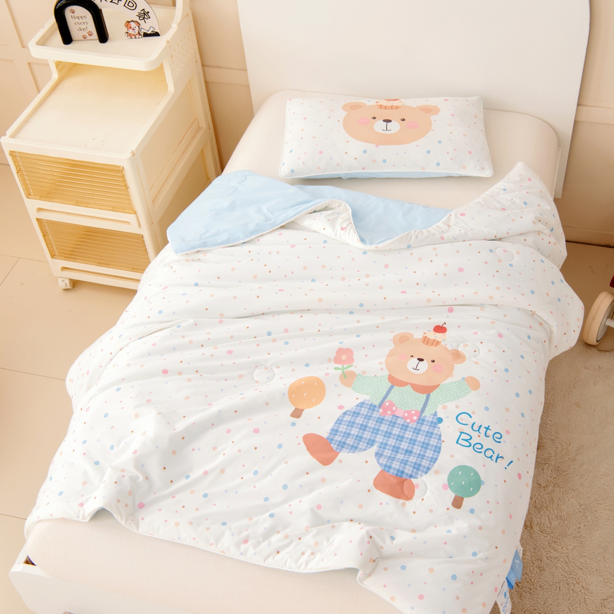 91家纺网 家纺一手货源 找家纺 御棉坊 御棉坊2026清爽A类凉感幼儿园夏凉被宝宝午睡薄被子儿童空调被夏被 绅士小熊