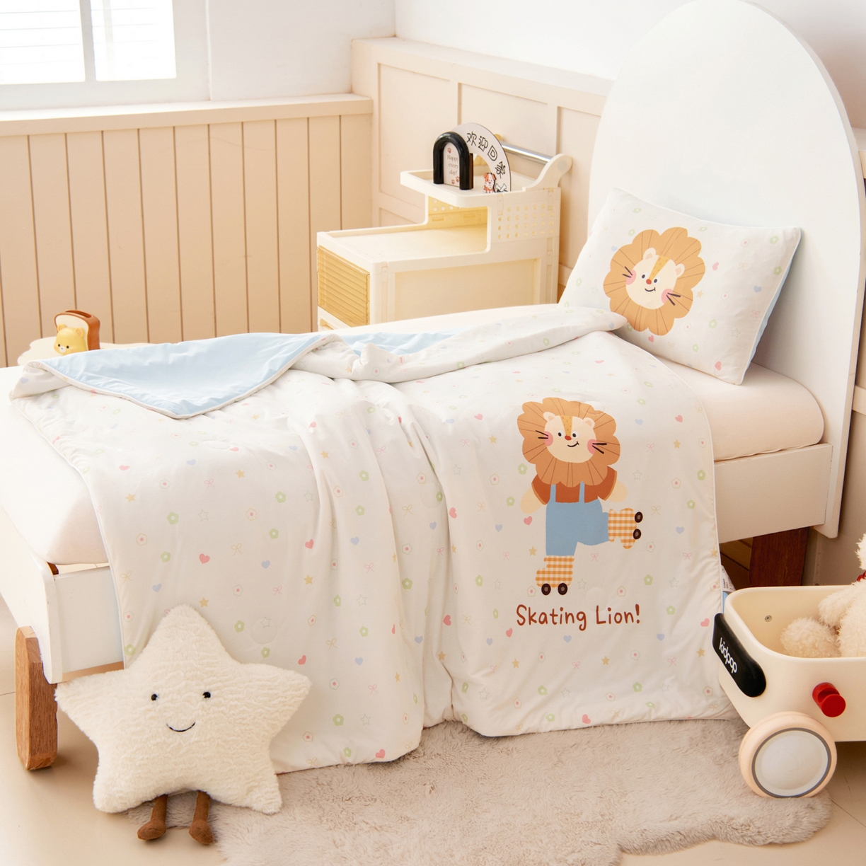 91家纺网 家纺一手货源 找家纺 御棉坊 御棉坊2026清爽A类凉感幼儿园夏凉被宝宝午睡薄被子儿童空调被夏被 轮滑小狮