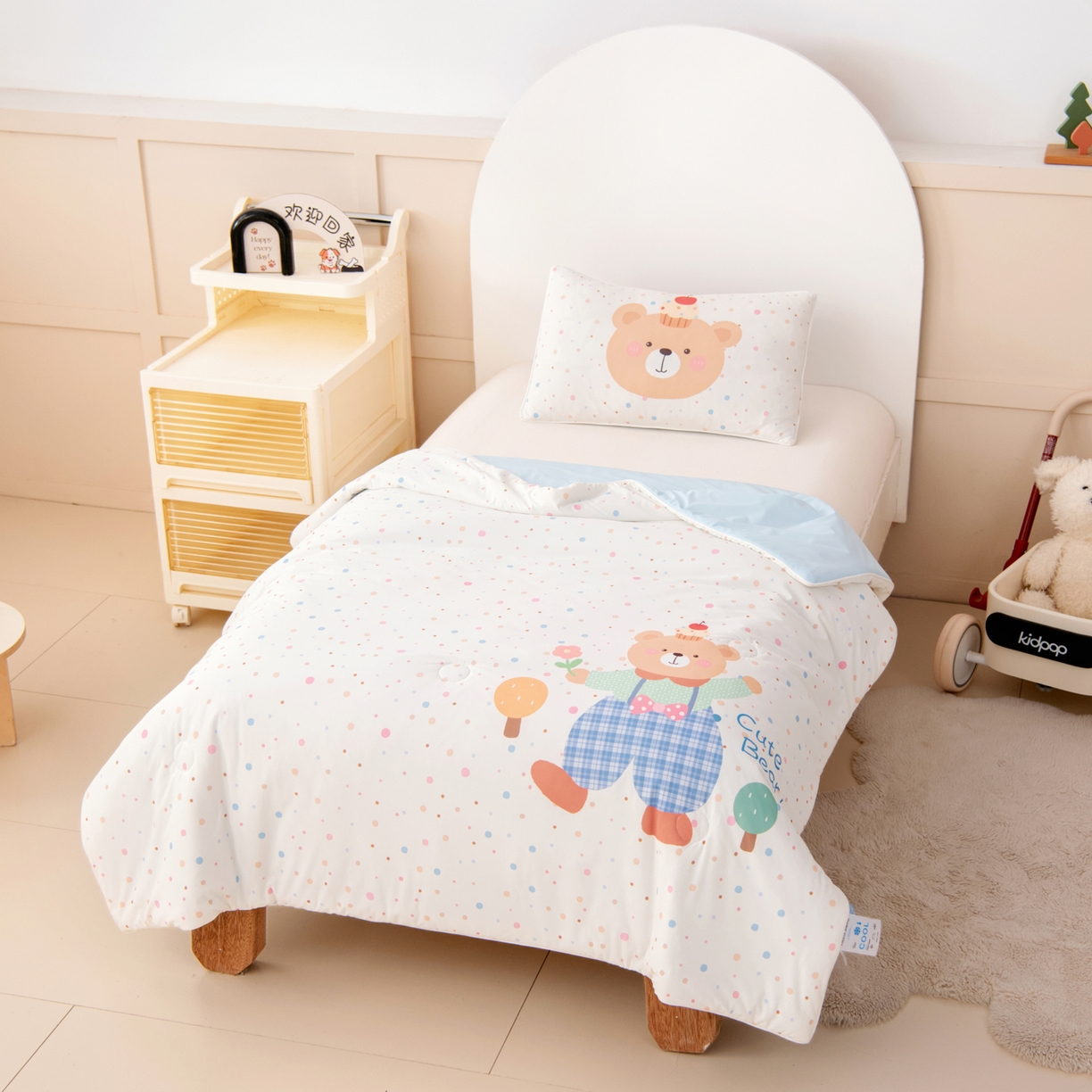 91家纺网 家纺一手货源 找家纺 御棉坊 御棉坊2026清爽A类凉感幼儿园夏凉被宝宝午睡薄被子儿童空调被夏被 绅士小熊