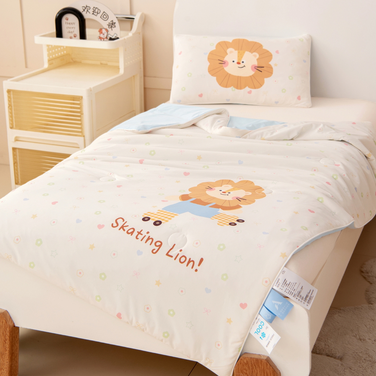 91家纺网 家纺一手货源 找家纺 御棉坊 御棉坊2026清爽A类凉感幼儿园夏凉被宝宝午睡薄被子儿童空调被夏被 轮滑小狮