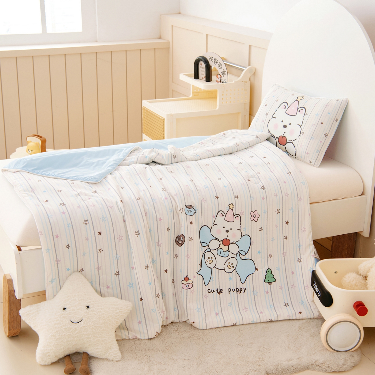 91家纺网 家纺一手货源 找家纺 御棉坊 御棉坊2026清爽A类凉感幼儿园夏凉被宝宝午睡薄被子儿童空调被夏被 星星甜梦园