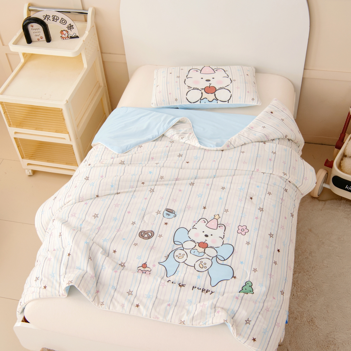 91家纺网 家纺一手货源 找家纺 御棉坊 御棉坊2026清爽A类凉感幼儿园夏凉被宝宝午睡薄被子儿童空调被夏被 星星甜梦园