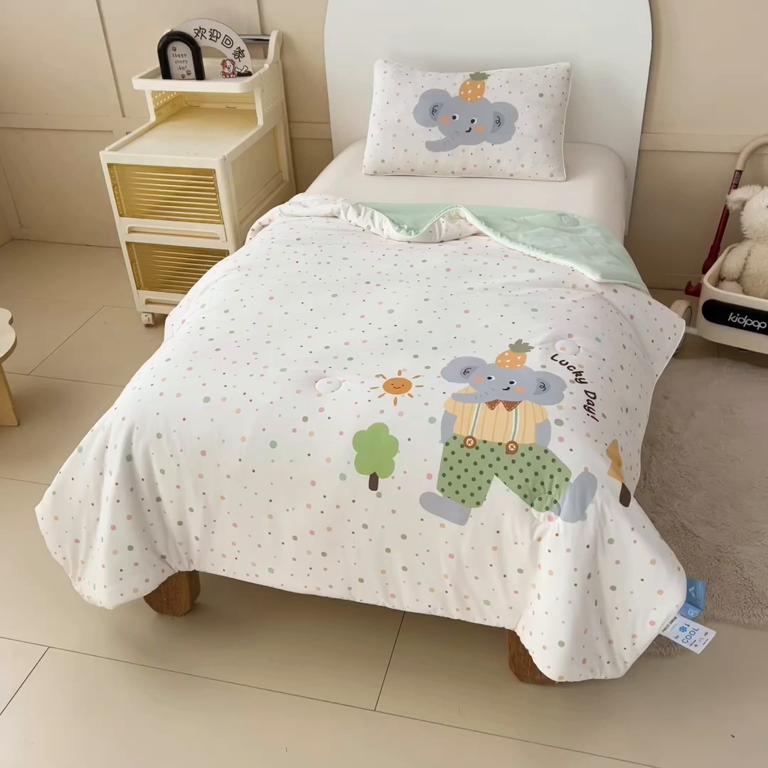 91家纺网 家纺一手货源 找家纺 御棉坊 御棉坊2026清爽A类凉感幼儿园夏凉被宝宝午睡薄被子儿童空调被夏被 阳光小象