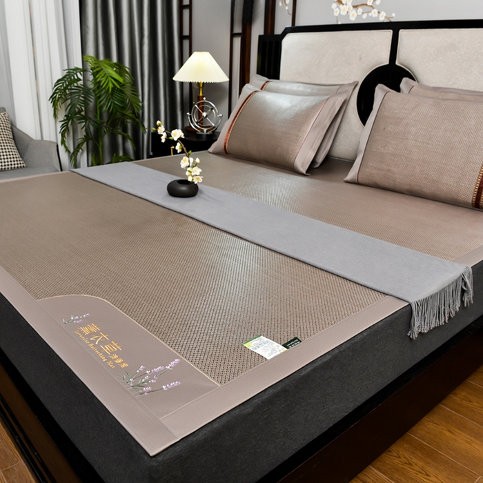 91家纺网 家纺一手货源 找家纺 （总）小牛席业 2026新款薰衣草冰藤席系列（冰藤席面）凉席藤席冰藤双面席冰丝席竹席凉席空调席草席三件套