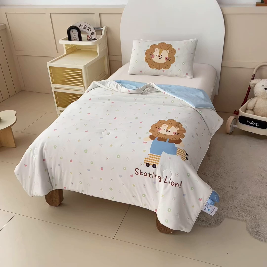 91家纺网 家纺一手货源 找家纺 御棉坊 御棉坊2026清爽A类凉感幼儿园夏凉被宝宝午睡薄被子儿童空调被夏被 轮滑小狮