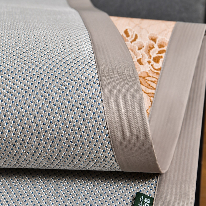 91家纺网 家纺一手货源 找家纺 小牛席业 2026新款薰衣草冰藤席系列（冰藤席面）凉席藤席冰藤双面席冰丝席竹席凉席空调席草席三件套 薰衣草清香冰藤席-银灰