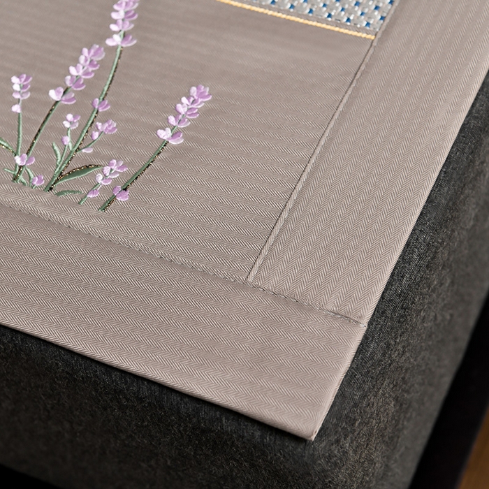 91家纺网 家纺一手货源 找家纺 小牛席业 2026新款薰衣草冰藤席系列（冰藤席面）凉席藤席冰藤双面席冰丝席竹席凉席空调席草席三件套 薰衣草清香冰藤席-银灰