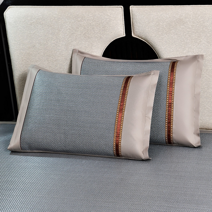 91家纺网 家纺一手货源 找家纺 小牛席业 2026新款薰衣草冰藤席系列（冰藤席面）凉席藤席冰藤双面席冰丝席竹席凉席空调席草席三件套 薰衣草清香冰藤席-浅蓝