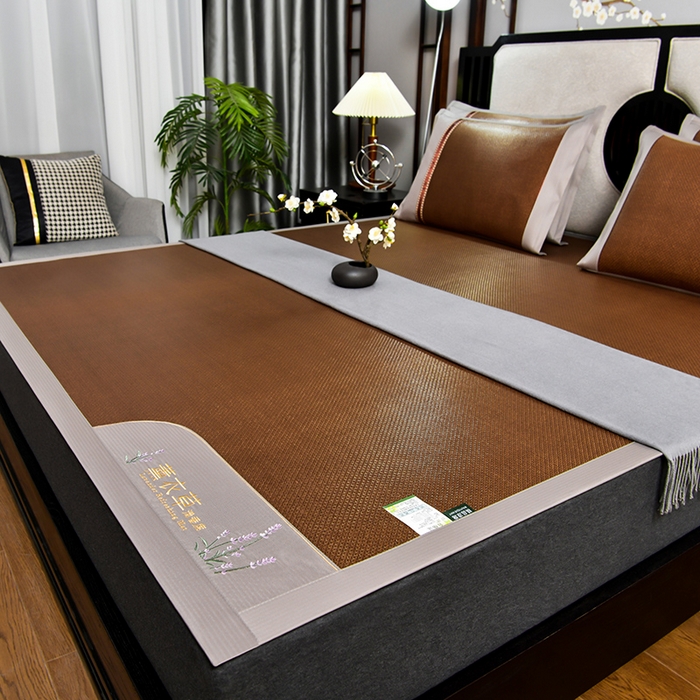 小牛席业 2026新款薰衣草冰藤席系列（冰藤席面）凉席藤席冰藤双面席冰丝席竹席凉席空调席草席三件套 薰衣草清香冰藤席-黑咖