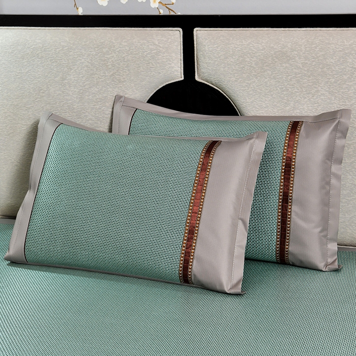 91家纺网 家纺一手货源 找家纺 小牛席业 2026新款薰衣草冰藤席系列（冰藤席面）凉席藤席冰藤双面席冰丝席竹席凉席空调席草席三件套 薰衣草清香冰藤席-绿色