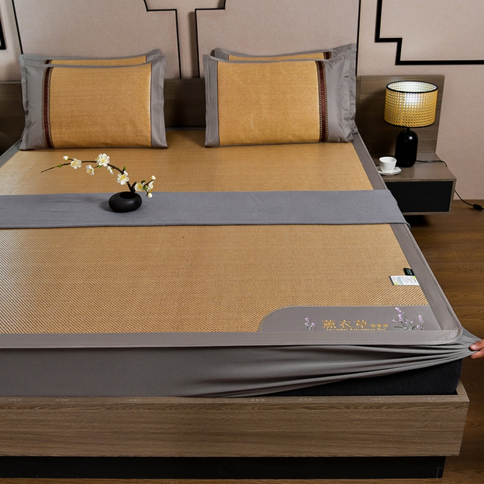 91家纺网 家纺一手货源 找家纺 （总）小牛席业 2026新款薰衣草冰藤席系列-床笠款（冰藤席面）凉席藤席冰藤双面席冰丝席竹席凉席空调席草席三件套