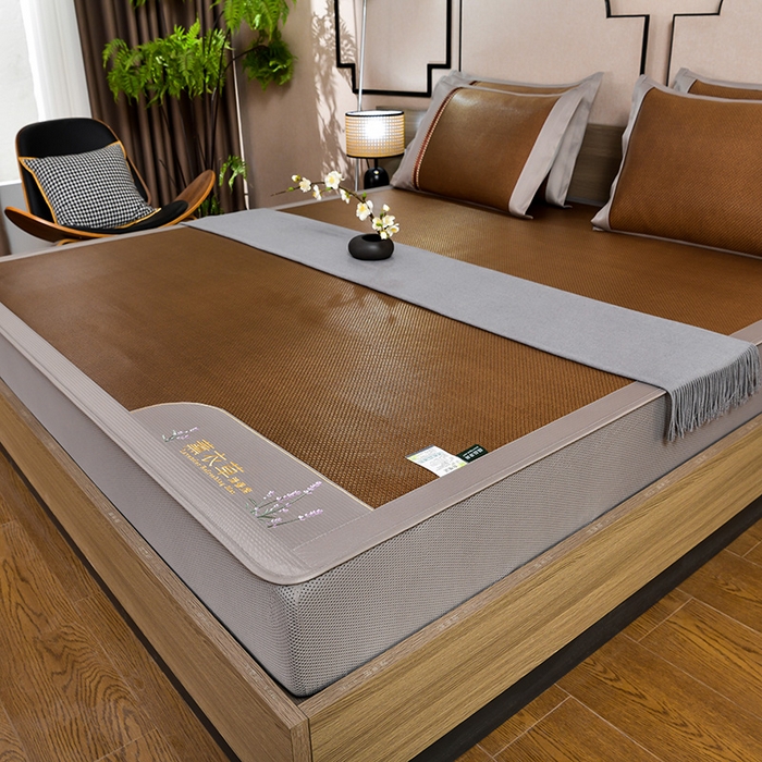 91家纺网 家纺一手货源 找家纺 （总）小牛席业 2026新款薰衣草冰藤席系列-床笠款（冰藤席面）凉席藤席冰藤双面席冰丝席竹席凉席空调席草席三件套