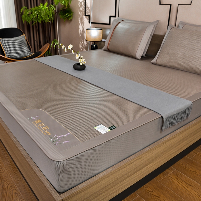 小牛席业 2026新款薰衣草冰藤席系列-床笠款（冰藤席面）凉席藤席冰藤双面席冰丝席竹席凉席空调席草席三件套 薰衣草清香冰藤席-床笠款（香槟）