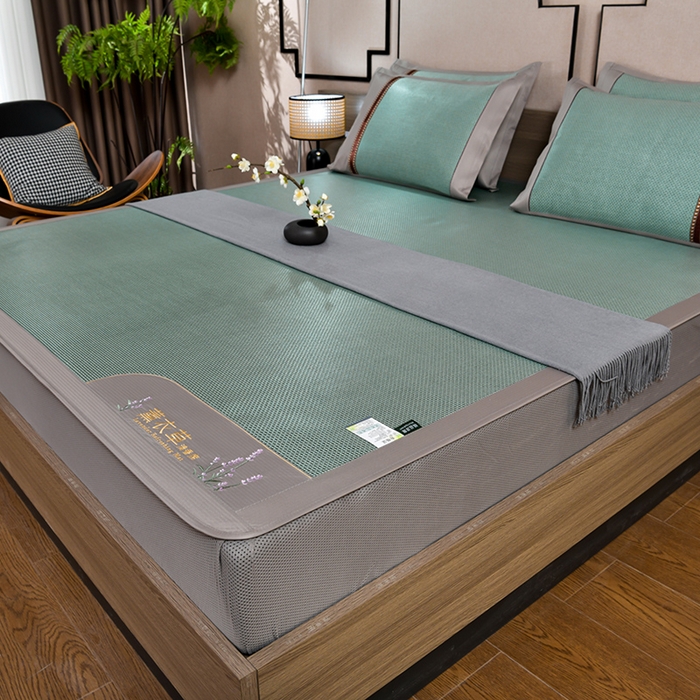 小牛席业 2026新款薰衣草冰藤席系列-床笠款（冰藤席面）凉席藤席冰藤双面席冰丝席竹席凉席空调席草席三件套 薰衣草清香冰藤席-床笠款（绿色）