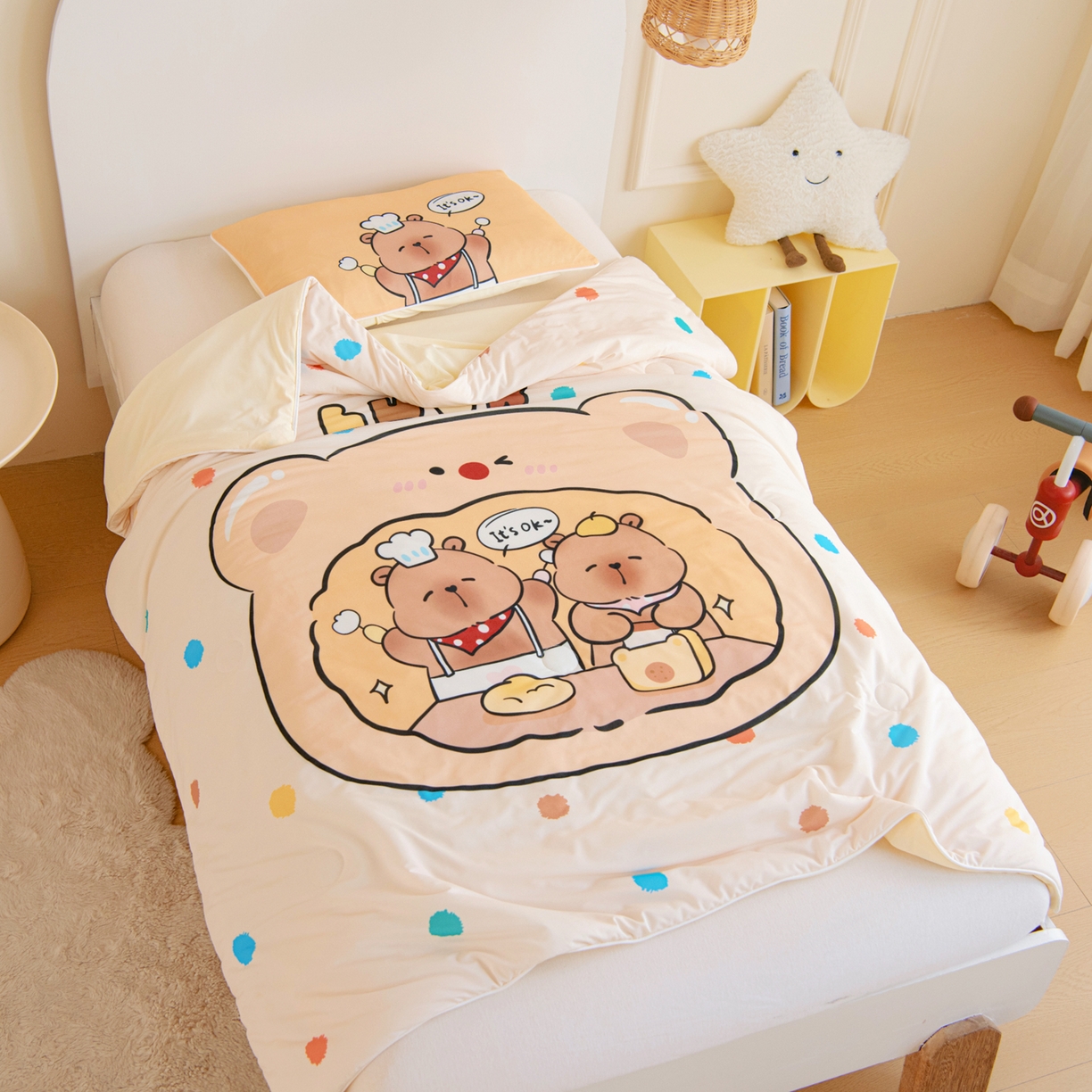 91家纺网 家纺一手货源 找家纺 御棉坊 御棉坊2026萌趣A类凉感幼儿园夏凉被宝宝午睡薄被子儿童空调被夏被 皮皮怪